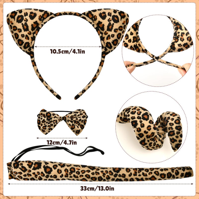 G.C Kids Light Up Leopard Costume Girls Leopard Ears Headband Tail Bow Tie Tutu Skirt Accessories Animal Costumes Halloween Cosplay Birthday Gifts - Image 5